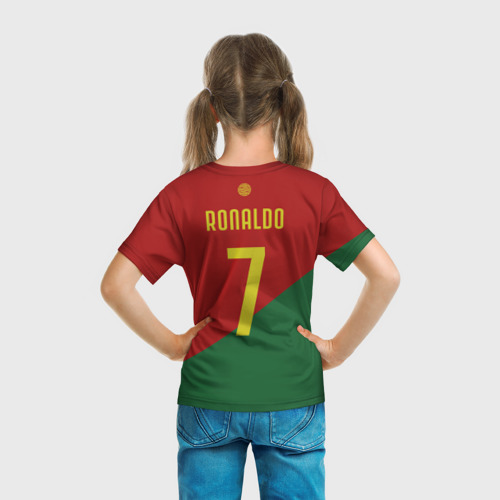 Детская футболка 3D с принтом Роналду сборная Португалии, вид сзади #2