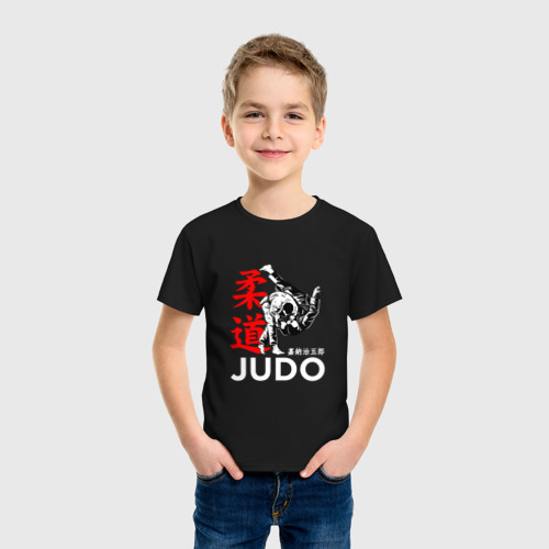 Детская футболка хлопок с принтом Дзюдо - бросок, фото на моделе #1