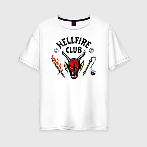 Женская футболка хлопок Oversize с принтом Hellfire сlub art, вид спереди #2