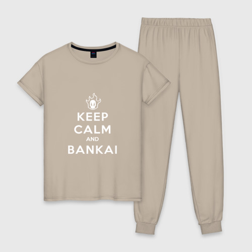 Женская пижама хлопок с принтом Keep calm and bankai - Bleach, вид спереди #2
