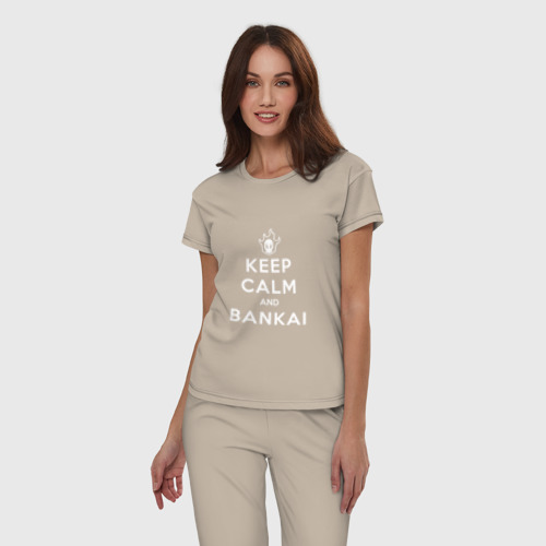 Женская пижама хлопок с принтом Keep calm and bankai - Bleach, фото на моделе #1
