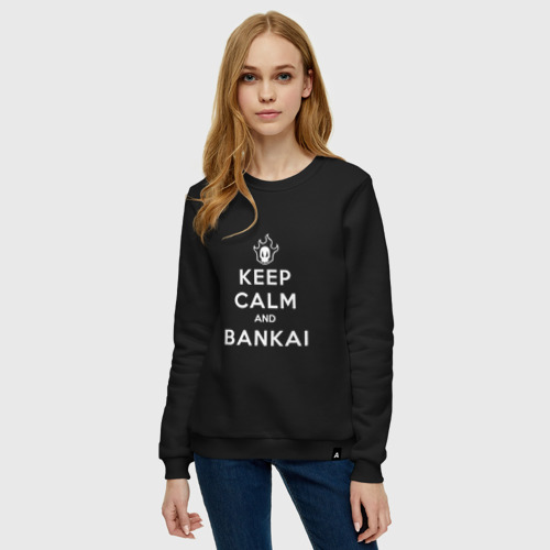 Женский свитшот хлопок с принтом Keep calm and bankai - Bleach, фото на моделе #1
