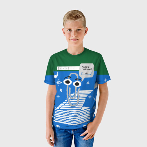 Детская футболка 3D с принтом Уродливый свитер, фото на моделе #1