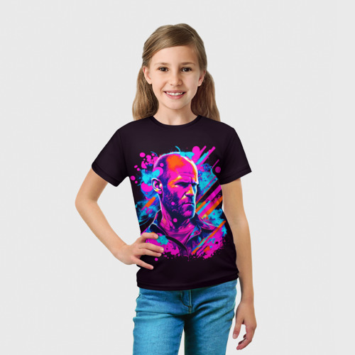 Детская футболка 3D с принтом Jason Statham - pop art, вид сбоку #3
