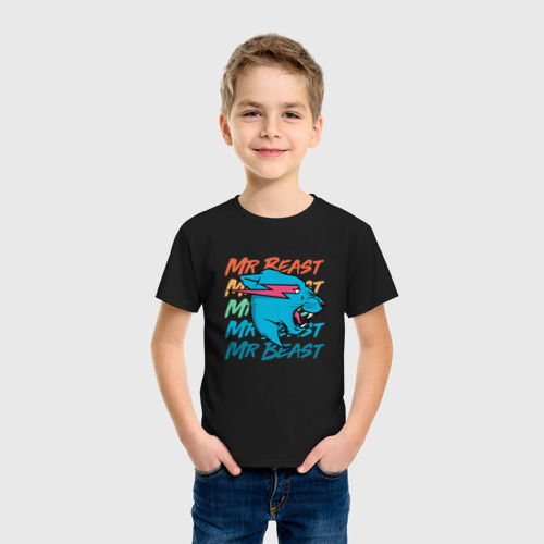 Детская футболка хлопок с принтом Mr Beast art, фото на моделе #1