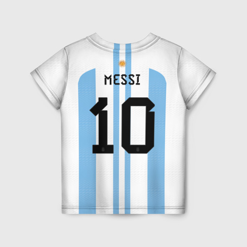 Детская 3D футболка с принтом Месси Аргентина ЧМ 2022, вид сзади #1