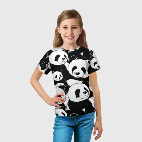 Детская футболка 3D с принтом С пандами паттерн, вид сбоку #3