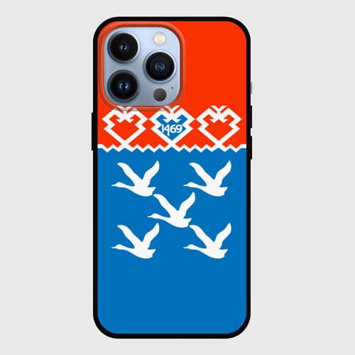 Чехол для iPhone 13 Pro с принтом Герб города Чебоксары, вид спереди #2