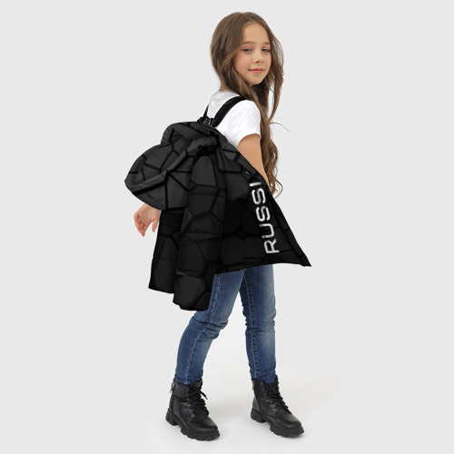 Зимняя куртка для девочек 3D с принтом Черная броня Россия, фото #4