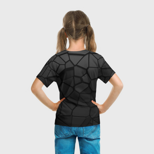 Детская футболка 3D с принтом Черная броня Россия, вид сзади #2