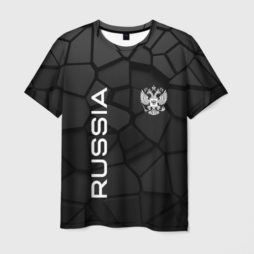 Мужская футболка 3D с принтом Черная броня Россия, вид спереди #2