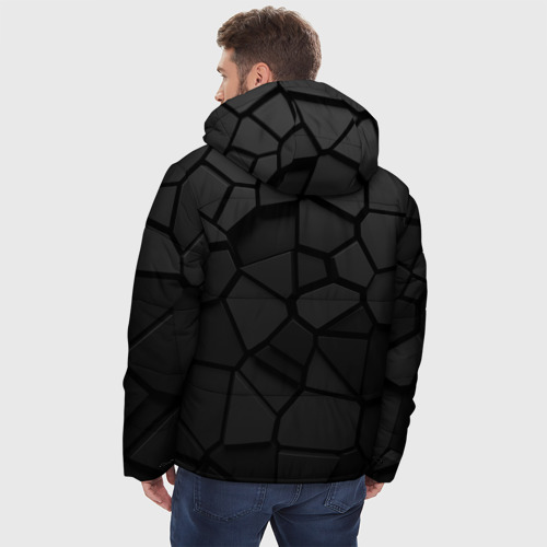 Мужская зимняя куртка 3D с принтом Черная броня Россия, вид сзади #2