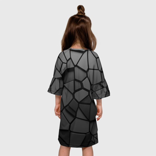 Детское платье 3D с принтом Черная броня Россия, вид сзади #2