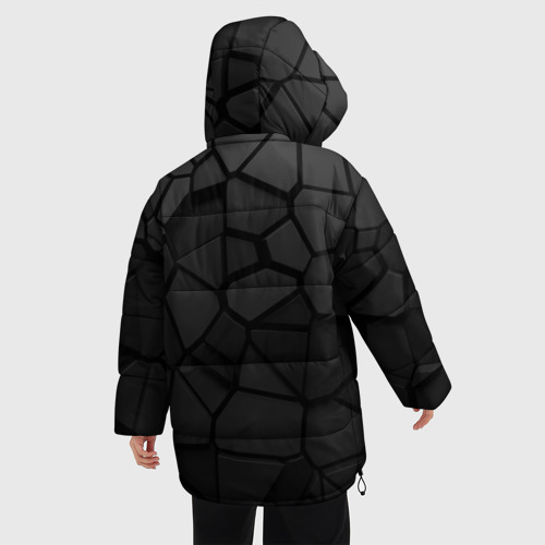 Женская зимняя куртка 3D с принтом Черная броня Россия, вид сзади #2