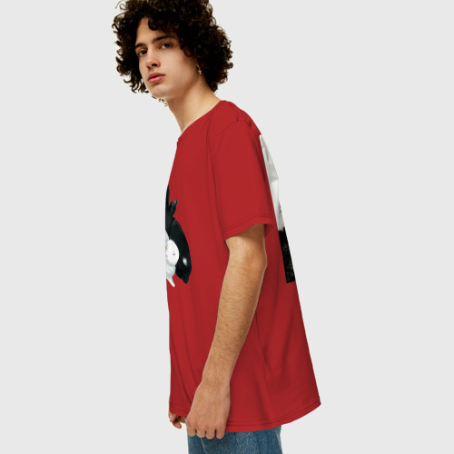 Мужская футболка хлопок Oversize с принтом Кролики Инь Янь, вид сбоку #3