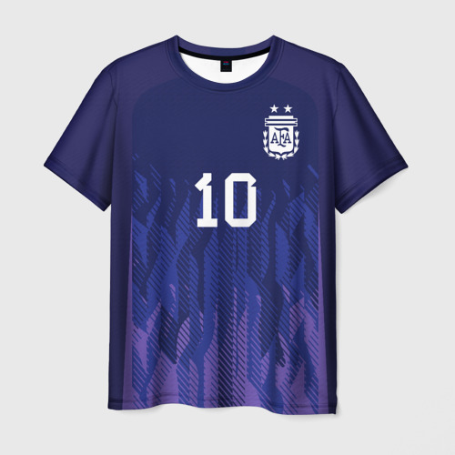 Мужская футболка 3D с принтом Месси Аргентина ЧМ 2022 выездная, вид спереди #2