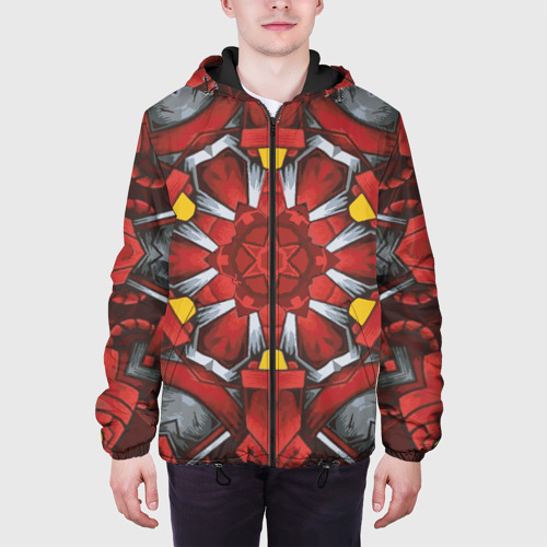 Мужская куртка 3D с принтом Калейдоскоп из красных узоров, вид сбоку #3