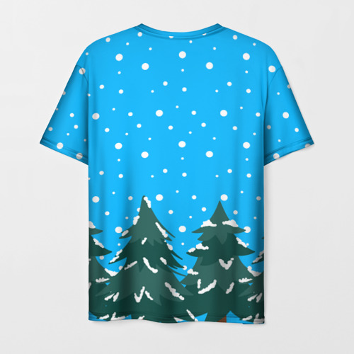 Мужская 3D футболка с принтом Merry christmas - Ёлочки, вид сзади #1