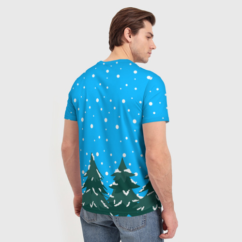 Мужская 3D футболка с принтом Merry christmas - Ёлочки, вид сзади #2