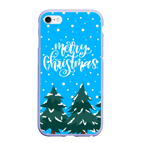 Чехол для iPhone 6/6S матовый с принтом Merry christmas - Ёлочки, вид спереди #2