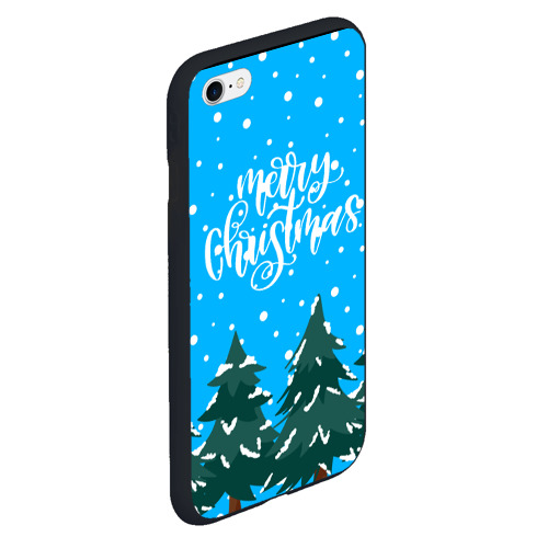 Чехол для iPhone 6/6S Plus матовый с принтом Merry christmas - Ёлочки, вид сбоку #3