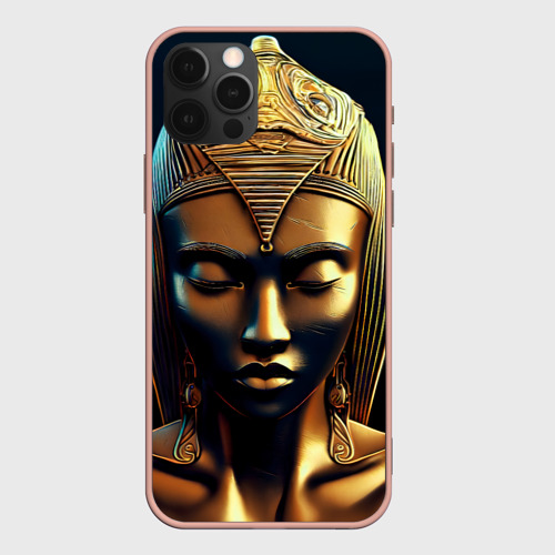 Чехол для iPhone 12 Pro Max с принтом Нейросеть - золотая статуя египетской царицы, вид спереди #2