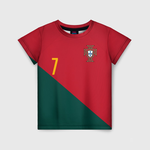 Детская 3D футболка с принтом Роналду ЧМ 2022 сборная Португалии, вид спереди #2