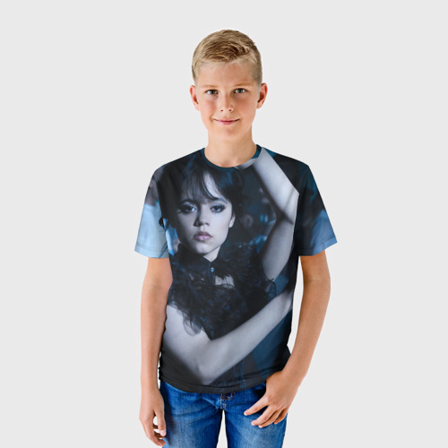 Детская футболка 3D с принтом Уэнсдей - танец, фото на моделе #1