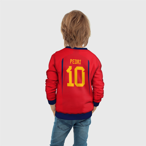 Детский свитшот 3D с принтом Педри ЧМ 2022 сборная Испании, вид сзади #2