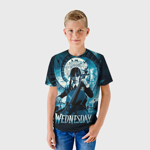 Детская 3D футболка с принтом Wednesday addams 2022, фото на моделе #1