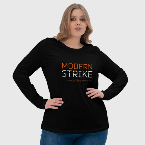 Женский лонгслив 3D с принтом Логотип Modern Strike online, фото #4