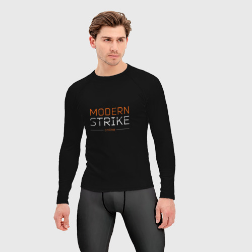 Мужской рашгард 3D с принтом Логотип Modern Strike online, фото на моделе #1