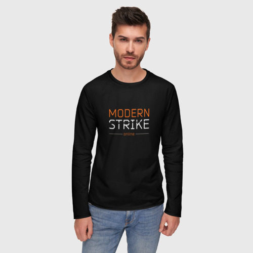 Мужской лонгслив 3D с принтом Логотип Modern Strike online, фото на моделе #1