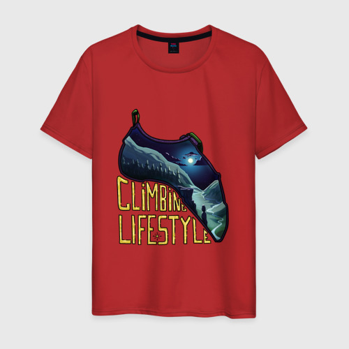Мужская футболка хлопок с принтом Climbing lifestyle, вид спереди #2