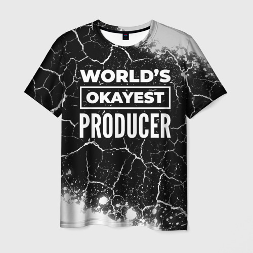 Мужская футболка 3D с принтом World's okayest producer - Dark, вид спереди #2