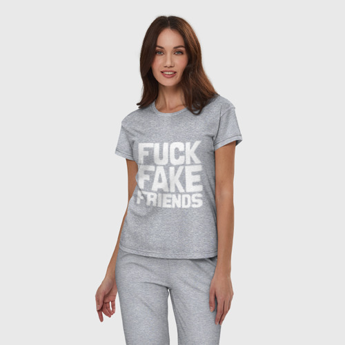 Женская пижама хлопок с принтом Fuck fake friends, фото на моделе #1