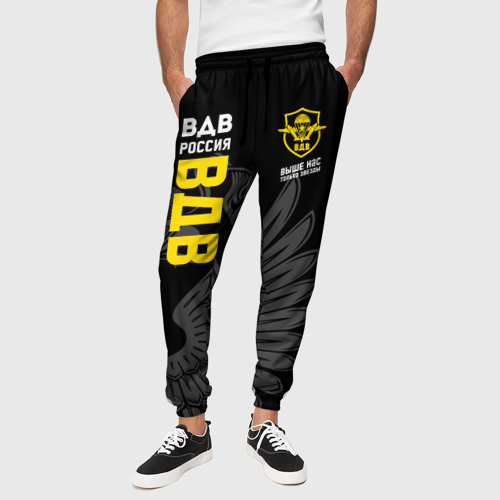 Мужские брюки 3D с принтом Вдв на черном фоне с орлом, вид сбоку #3