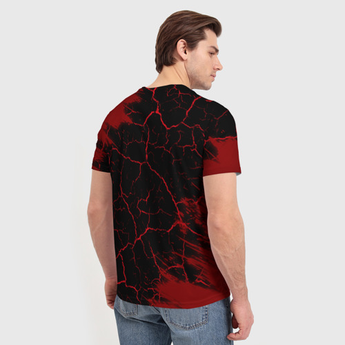 Мужская футболка 3D с принтом Фигурист - сила в правде на темном фоне, вид сзади #2