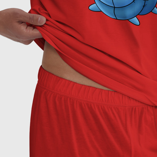 Мужская пижама хлопок с принтом Милая голубая гусеница, фото #4
