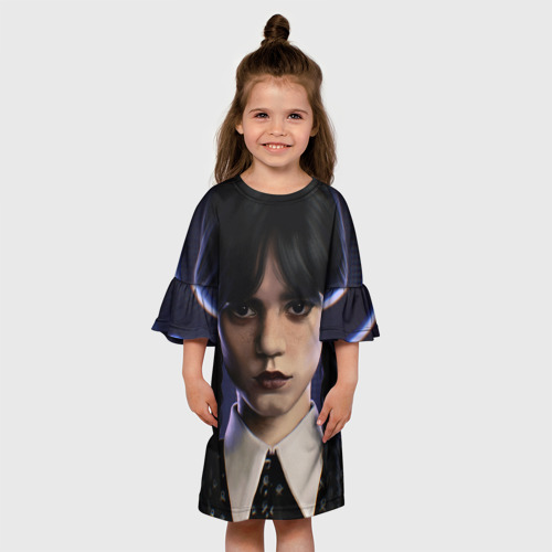 Детское платье 3D с принтом Уэнсдэй - дочь Аддамсов, вид сбоку #3