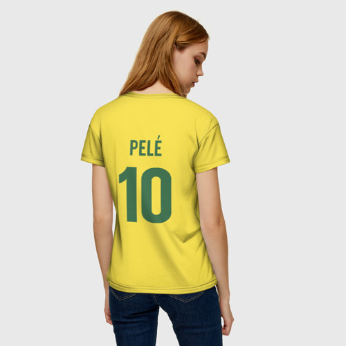 Женская футболка 3D с принтом Бразильский футболист Пеле 10, вид сзади #2