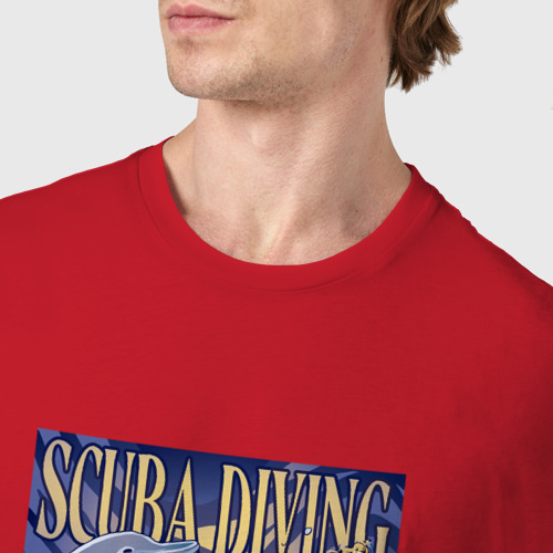 Мужская футболка хлопок с принтом Подводное плавание в океане - Дайвинг на одной планете в другом мире, фото #4