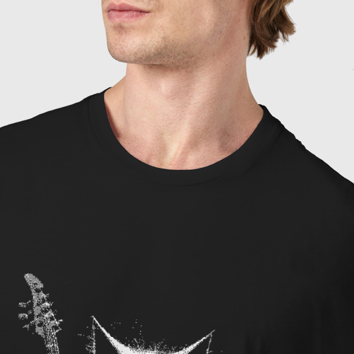 Мужская футболка хлопок с принтом Black metal cat, фото #4