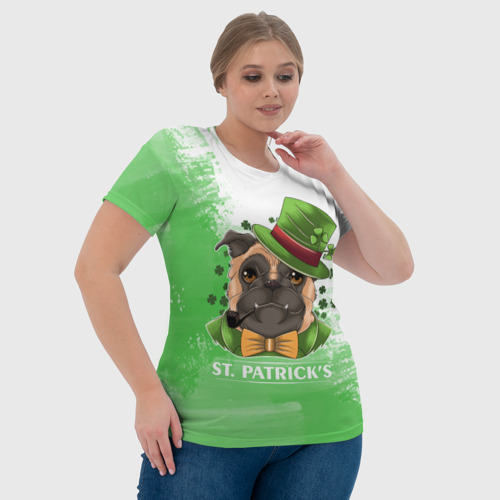 Женская футболка 3D с принтом Мопс с трубкой, фото #4