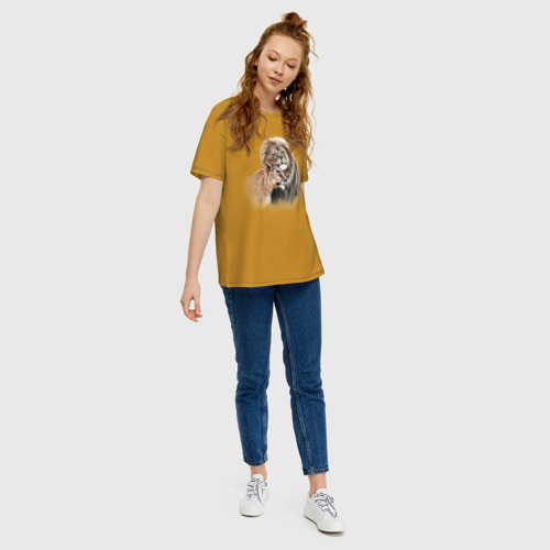 Женская футболка хлопок Oversize с принтом Love львиная, вид сбоку #3