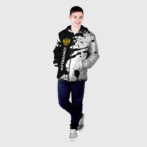 Мужская куртка 3D с принтом Футболист из России и герб РФ: по-вертикали, фото на моделе #1