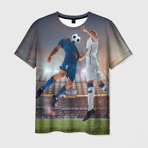 Мужская футболка 3D с принтом Футболисты в действии, вид спереди #2