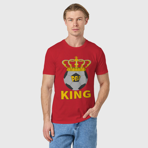 Мужская футболка хлопок с принтом Пеле король футбола, фото на моделе #1