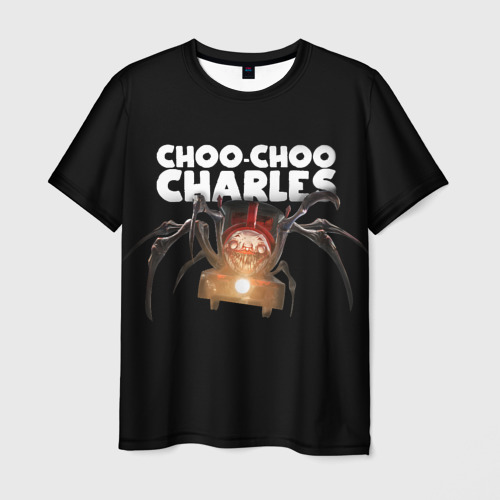 Мужская футболка 3D с принтом Choo choo charles train, вид спереди #2