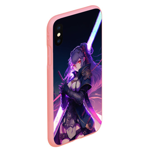 Чехол для iPhone XS Max матовый с принтом Cyber girl in purple light, вид сбоку #3